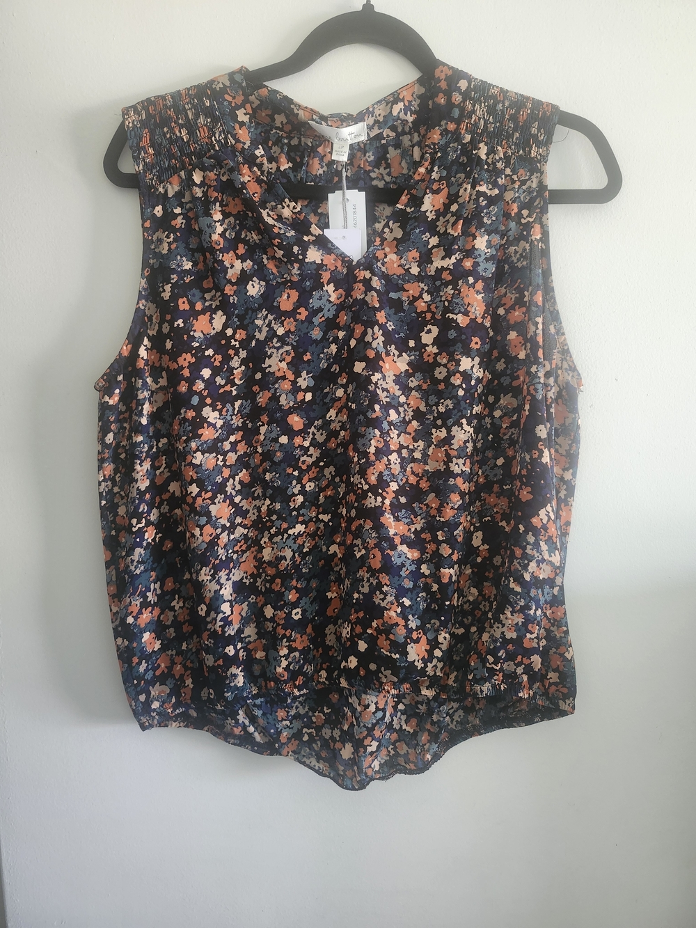 Nine Britton Black Floral V-Neck Tank